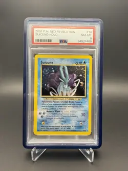 2001 Pokemon Neo Revelation Suicune 14/64 Holo PSA 8 Swirl With Blue Jewel Guard - Image 1