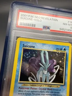 2001 Pokemon Neo Revelation Suicune 14/64 Holo PSA 8 Swirl With Blue Jewel Guard - Image 4