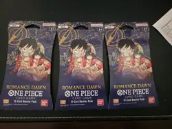 Lot of (3) - One Piece Romance Dawn English OP-01 Sleeved Blisters Booster Packs 811039038229 - Image 1