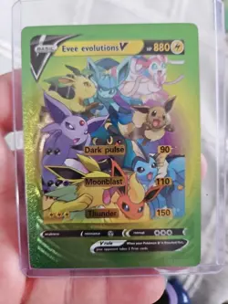 Evee Evolutions V Rainbow Foil Fan Art Vinyl Textured Collector Card - Image 1
