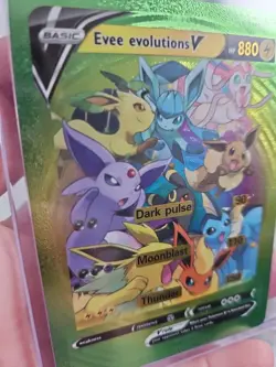 Evee Evolutions V Rainbow Foil Fan Art Vinyl Textured Collector Card - Image 3