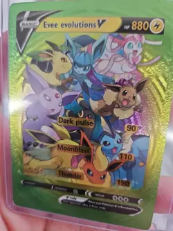 Evee Evolutions V Rainbow Foil Fan Art Vinyl Textured Collector Card - Image 4