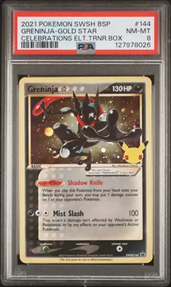 2021 POKEMON SWSH BLACK STAR PROMO #144 GRENINJA-GOLD STAR PSA 8 - Image 1