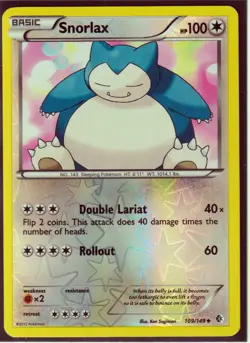 2012 POKEMON SNOLAX 109/149 B & W BOUNDARIES CROSSED REVERSE HOLO NM/LP (S4) - Image 1