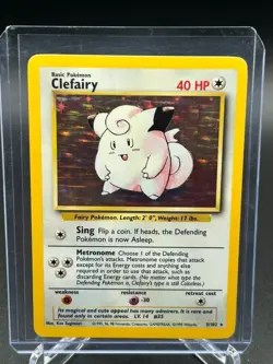 Pokemon TCG Clefairy 5/102 Base Set Unlimited Holo Rare LP - Image 1