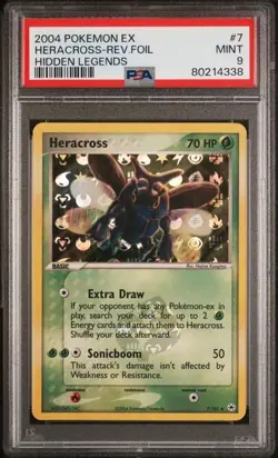 2004 Pokemon Ex Hidden Legends Reverse Holo Heracross #7 PSA 9 - Image 1