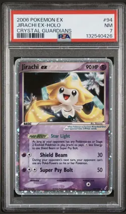 2006 POKEMON EX CRYSTAL GUARDIANS #94 JIRACHI EX-HOLO Graded PSA 7 - Image 1