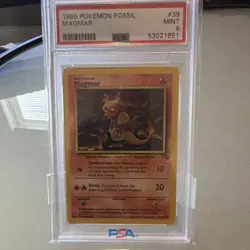 Pokemon Magmar Fossil 39/62 PSA 9 Mint Unlimited Regular Uncommon 1999 Card - Image 1