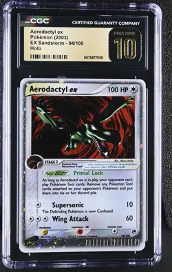 CGC 10 PRISTINE Aerodactyl ex 2003 EX Sandstorm 94/100 Holo Pokemon Card - Image 1