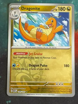 POKEMON DRAGONITE 149/165 RARE REVERSE HOLOFOIL SCARLET VIOLET 151 NM CARD - Image 1