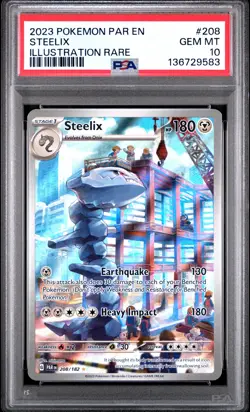 2023 POKEMON PAR EN-PARADOX RIFT ILLUSTRATION RARE #208 STEELIX PSA 10 - Image 1