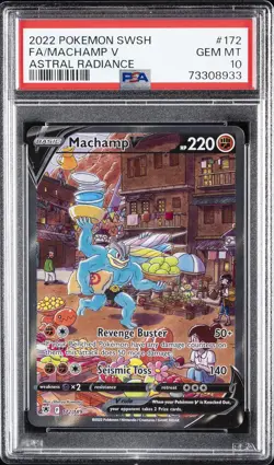 2022 POKEMON SWORD & SHIELD ASTRAL RADIANCE #172 FULL ART/MACHAMP V PSA 10 - Image 1