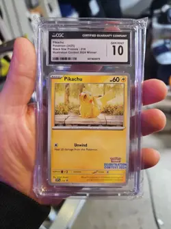 2025 Pokemon TCG Black Star Promo #214 Pikachu Illustration Contest 2024 CGC 10 - Image 1