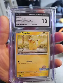 2025 Pokemon TCG Black Star Promo #214 Pikachu Illustration Contest 2024 CGC 10 - Image 4