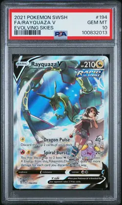 PSA 10 Rayquaza V Full Art 194/203 Pokemon SWSH: Evolving Skies 2021 - Image 1