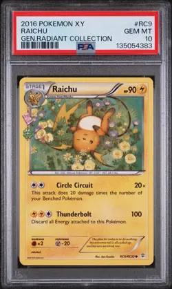2016 POKEMON XY GENERATIONS RADIANT COLL #RC9 RAICHU PSA 10 - Image 1