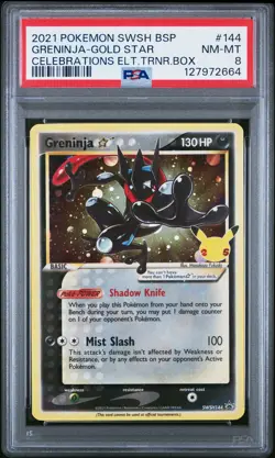 2021 POKEMON SWSH BLACK STAR PROMO #144 GRENINJA-GOLD STAR PSA 8 - Image 1