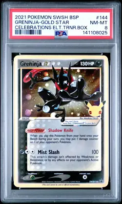 2021 POKEMON SWSH BLACK STAR PROMO #144 GRENINJA-GOLD STAR PSA 8 - Image 1