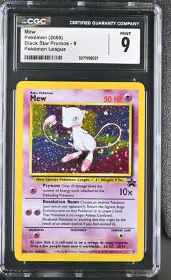 Mew Black Star Promo 9 Holo CGC 9 Pokemon Card Graded Newly Graded Clean Slab! - Image 1