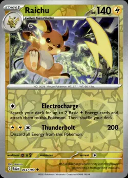 Raichu - Reverse Holo - Paldea Evolved 064/193 - MINT - Pokemon - Image 1