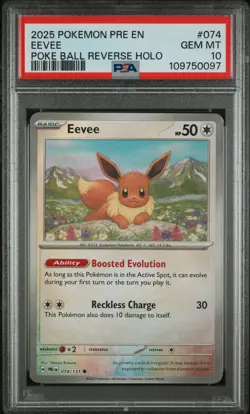 2025 POKEMON PRE EN-PRISMATIC EVOLUTIONS POKE BALL REVERSE HOLO EEVEE PSA 10 - Image 1