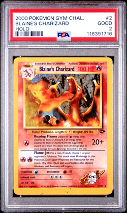 PSA 2 2000 Gym Challenge Blaine's Charizard 2/132 Holo Foil Pokemon Unlimited - Image 1