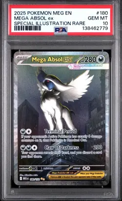 2025 POKEMON MEGA EVOLUTION #180 MEGA ABSOL EX SPECIAL ILLUSTRATION RARE PSA 10 - Image 1