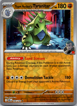 Team Rocket's Tyranitar 096/182 Prismatic Evolutions Reverse Holo Pokemon TCG NM - Image 1