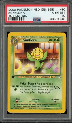 PSA 10 Sunflora 1st Edition Neo Genesis 50/111 Pokemon Card - Image 1