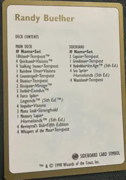 Magic World Championship: 1998 Seattle - Randy Buelher - 81 Cards - MTG - Image 2