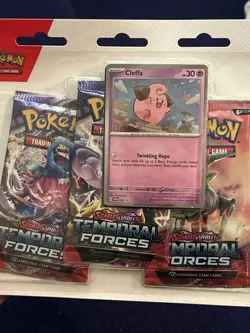 Pokemon Cards Scarlet & Violet Temporal Forces CLEFFA BLISTER PACK (3 Boosters+) - Image 3