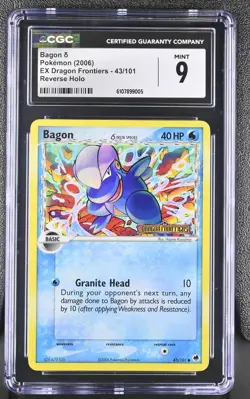 CGC 9 Mint Bagon 43/101 Reverse Holo EX Dragon Frontiers Pokemon - Image 1