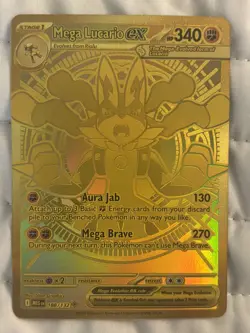 Mega Lucario ex 188/132 Gold Hyper Rare Pokemon Mega Evolution TCG - Mint - Image 1