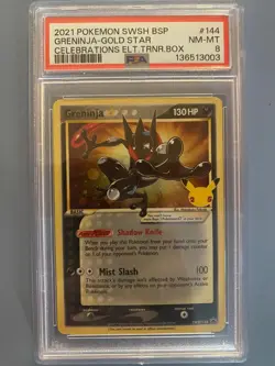 2021 Pokemon SWSH BSP Greninja-Gold Star Celebrations ELT.Trnr Box #144 PSA Grad - Image 1