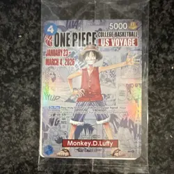 One Piece Monkey.D.Luffy US Voyage Promo Full Art Holo P-055 College Basketball - Image 1