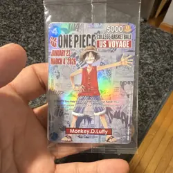 One Piece Monkey.D.Luffy US Voyage Promo Full Art Holo P-055 College Basketball - Image 3