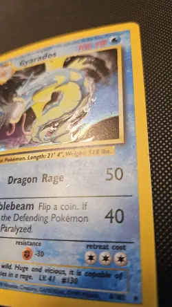 Gyarados 100 HP Holo Rare Pokemon TCG Base Set 6/102 1999 Wizards Card - Image 2