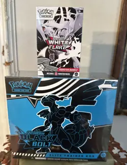 Pokemon Scarlet & Violet Black Bolt ETB & White Flare Booster Bundle Sealed - Image 1