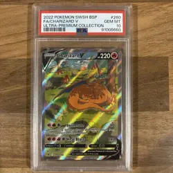 PSA 10 Charizard v SWSH260 Gem Mint UPC Black Star Promo Pokemon - Image 1
