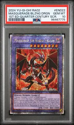 2024 Yu-Gi-Oh Masquerade the Blazing Dragon RA02-EN022 QCR PSA 10 - Image 1