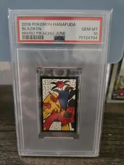 2016 Pokemon Hanafuda Mario Pikachu June Blaziken Card PSA 10 POP 74 - Image 1