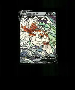 Fan-ART READ DESCRIPTION BELOW HOLO Goldeen Card Stained Glass Pokemon Card p1 - Image 1