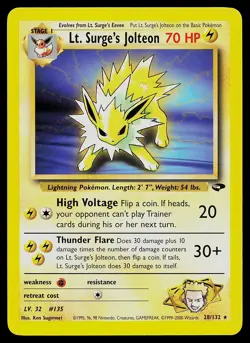 Pokemon Card - Lt. Surge's Jolteon Gym Challenge 28/132 Rare - Image 1