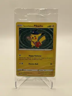DOUBLE Holo Swirl Special Delivery Pikachu SWSH074 Promo Pokemon Card Fart Swirl - Image 1