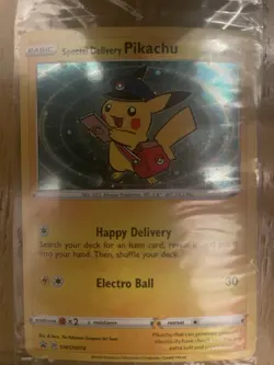 DOUBLE Holo Swirl Special Delivery Pikachu SWSH074 Promo Pokemon Card Fart Swirl - Image 5