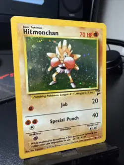 Pokemon TCG Hitmonchan Holo Rare Card 8/130 Base Set 2 - Image 1