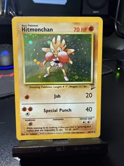 Pokemon TCG Hitmonchan Holo Rare Card 8/130 Base Set 2 - Image 2