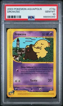 2003 Pokemon Aquapolis # 74a Drowzee Non Holo PSA 10 Card GEM MINT! Free Ship! - Image 1