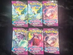 Pokemon TCG Sword & Shield Fusion Strike 6 Sealed Booster Packs - Image 1