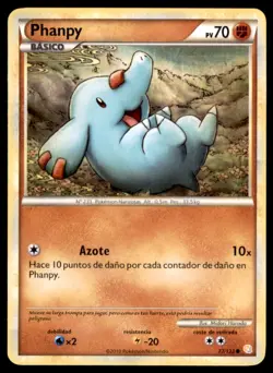 2010 Pokemon HeartGold & SoulSilver Phanpy Spanish #77 Basic/Common - Image 1